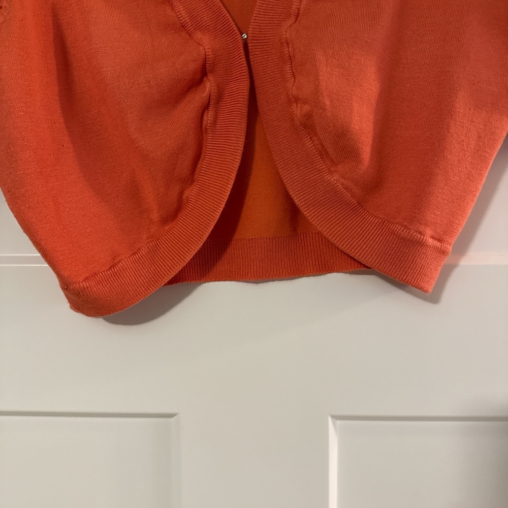 Grace Bright Orange Shrug with Ruched Sleeves - Picture 5 of 6